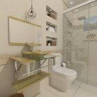 Gabinete De Vidro 90cm Inox Com Cuba Quadrada Champanhe