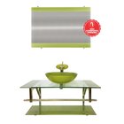 Gabinete De Vidro 90cm Inox Com Cuba Redonda Verde Oliva