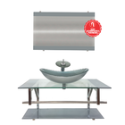 Gabinete De Vidro 90cm Iq Inox Com Cuba Oval - Prata