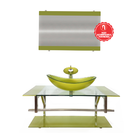 Gabinete De Vidro 90cm Iq Inox Com Cuba Oval - Verde Oliva