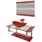 Gabinete De Vidro 90cm Iq Inox Com Cuba Oval - Vermelho Ferra