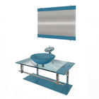 Gabinete De Vidro 90cm Iq Inox Com Cuba Redonda - Azul