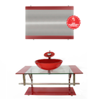 Gabinete De Vidro 90cm Iq Inox Com Cuba Redonda - Vermelho Fe