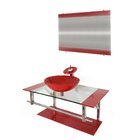 Gabinete De Vidro 90cm Iq Inox Com Cuba Redonda - Vermelho Fe