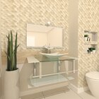 Gabinete De Vidro 90cm Iq Inox Com Cuba Retangular - Branco