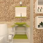 Gabinete De Vidro C/cuba Quadrada Verde +torneira Metal