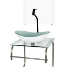 Gabinete De Vidro Cuba Oval 40cm Inox Branco Com Torneira Pre