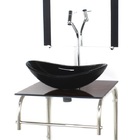 Gabinete De Vidro Cuba Oval 40cm Inox Madeira Nogueira Com To