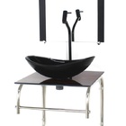 Gabinete De Vidro Cuba Oval 40cm Inox Madeira Nogueira Com To