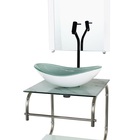 Gabinete De Vidro Cuba Oval 40cm Inox Marmore Branco