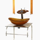 Gabinete De Vidro Cuba Oval 40cm Inox Marmore Marfim