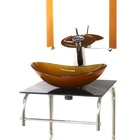 Gabinete De Vidro Cuba Oval 40cm Inox Marmore Preto Dourado