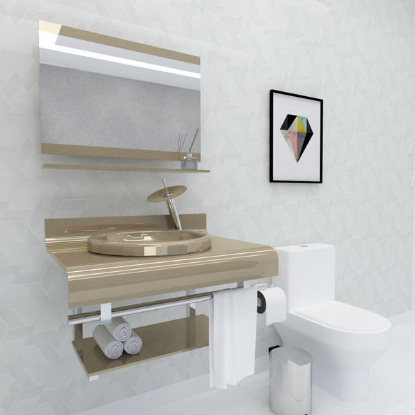 Gabinete de Vidro de 70 cm Bege Absoluto Deckol