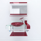 Gabinete de Vidro de 70 cm Vinho com Torneira Cascata Vinho