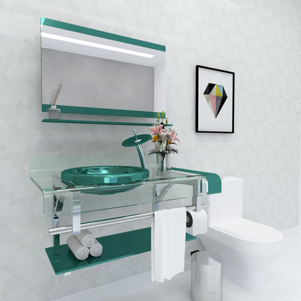 Gabinete de Vidro de 90 cm Verde