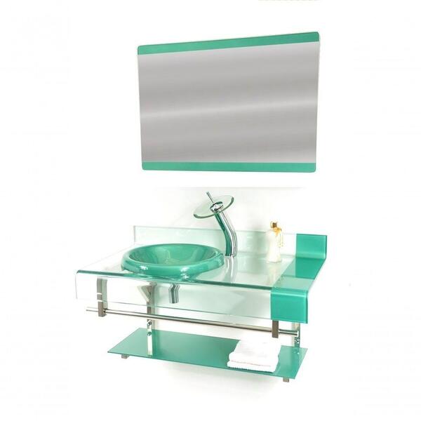 Gabinete De Vidro Inox 90cm Curvado Duplo Verde