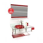Gabinete De Vidro Inox 90cm Curvado Duplo Vermelho Cereja