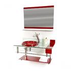 Gabinete De Vidro Inox 90cm Curvado Duplo Vermelho Cereja
