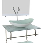 Gabinete De Vidro Inox Para Banheiro 60cm Oval Mármore Branco