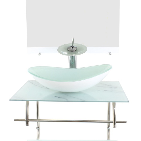 Gabinete De Vidro Inox Para Banheiro 60cm Oval Mármore Branco