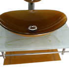 Gabinete De Vidro Inox Para Banheiro 60cm Oval Mármore Branco