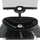 Gabinete De Vidro Inox Para Banheiro 60cm Oval Mármore Preto