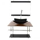 Gabinete De Vidro Inox Para Banheiro 60cm Retangular Madeira