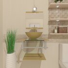 Gabinete De Vidro Para Banheiro 40cm Cuba Redonda Ac Champanhe