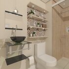 Gabinete De Vidro Para Banheiro 40cm Cuba Redonda Ac Grafite