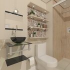 Gabinete De Vidro Para Banheiro 40cm Cuba Redonda Ac Preto