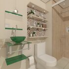 Gabinete De Vidro Para Banheiro 40cm Cuba Redonda Ac Verde