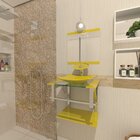 Gabinete De Vidro Para Banheiro 40cm Inox  Amarelo