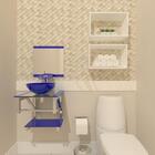 Gabinete De Vidro Para Banheiro 40cm Inox Azul Escuro