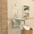 Gabinete De Vidro Para Banheiro 40cm Inox Branco Com Torneira