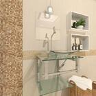 Gabinete De Vidro Para Banheiro 40cm Inox Incolor Com Torneira