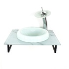 Gabinete De Vidro Para Banheiro 50cm Com Bancada Marmorizada