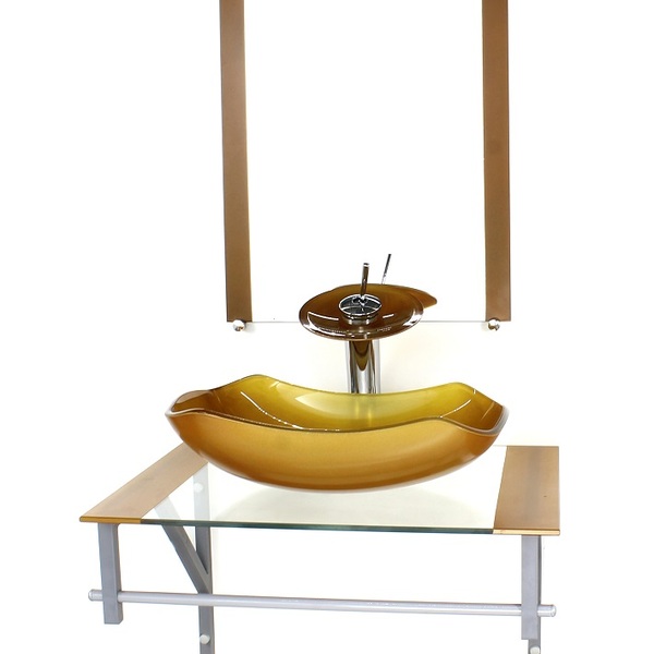 Gabinete De Vidro Para Banheiro 60cm Ac Cuba Abaulada Dourado