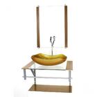 Gabinete De Vidro Para Banheiro 60cm Ac Cuba Abaulada Dourado