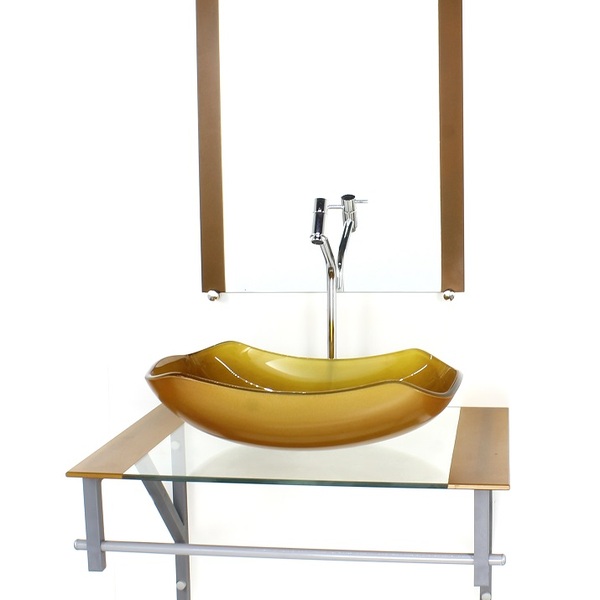 Gabinete De Vidro Para Banheiro 60cm Ac Cuba Abaulada Dourado