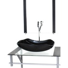 Gabinete De Vidro Para Banheiro 60cm Ac Cuba Abaulada Preto