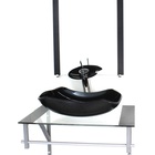 Gabinete De Vidro Para Banheiro 60cm Ac Cuba Abaulada Preto