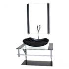 Gabinete De Vidro Para Banheiro 60cm Ac Cuba Abaulada Preto