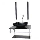 Gabinete De Vidro Para Banheiro 60cm Ac Cuba Abaulada Preto F