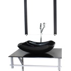 Gabinete De Vidro Para Banheiro 60cm Ac Cuba Abaulada Preto F