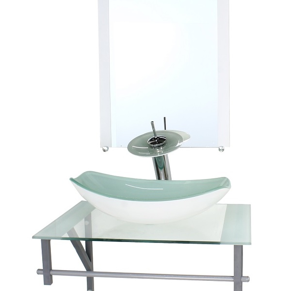 Gabinete De Vidro Para Banheiro 60cm Ac Cuba Oval Chanfrada B