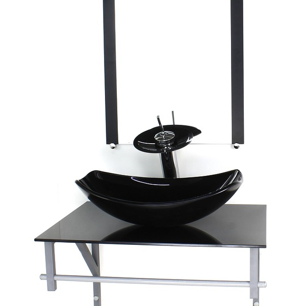 Gabinete De Vidro Para Banheiro 60cm Ac Cuba Oval Chanfrada P