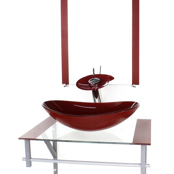 Gabinete De Vidro Para Banheiro 60cm Ac Cuba Oval Vermelho Ce