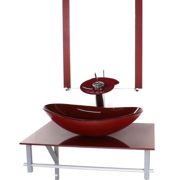 Gabinete De Vidro Para Banheiro 60cm Ac Cuba Oval Vermelho Ce