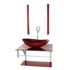 Gabinete De Vidro Para Banheiro 60cm Ac Cuba Oval Vermelho Ce