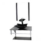 Gabinete De Vidro Para Banheiro 60cm Ac Cuba Quadrada Preto F